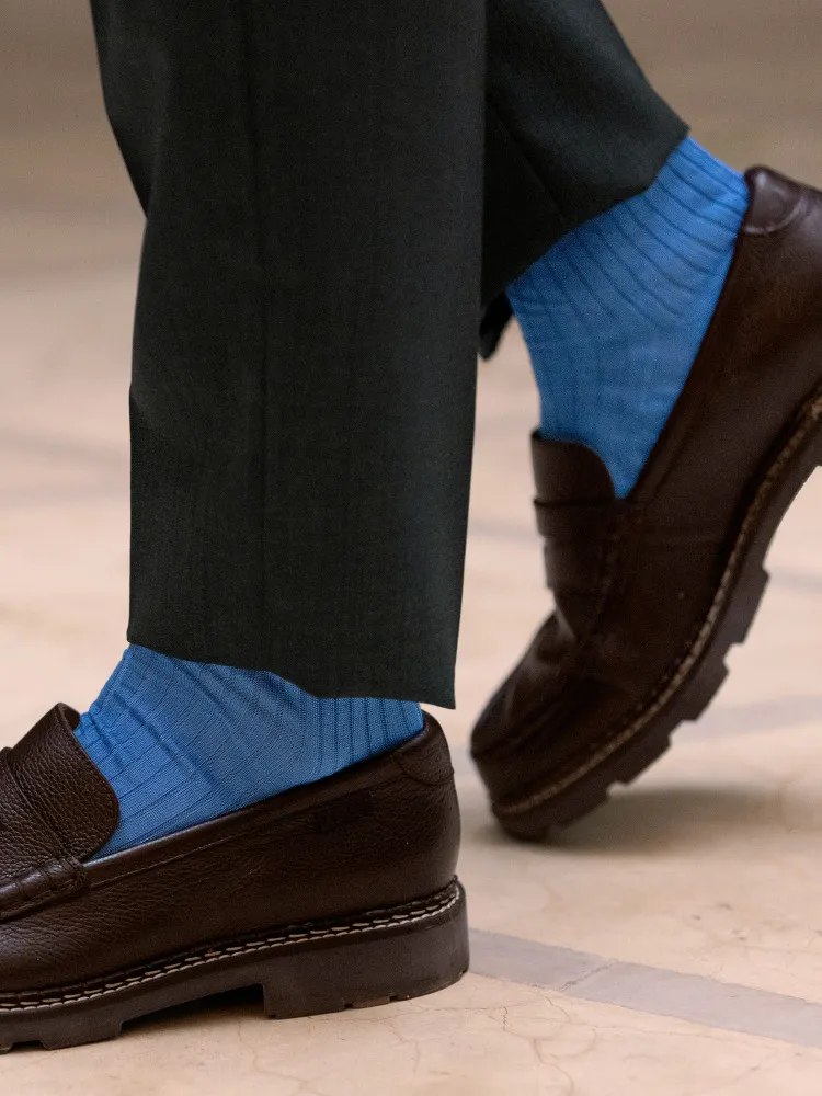 Chaussettes fil d'Écosse bleu azur