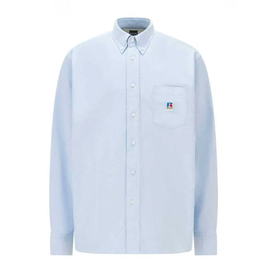 Chemise en Coton Oxford Bleu | BOSS x Russell Athletic à Toulouse