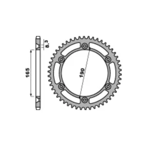 Couronne Acier PBR KTM 125/495/500/600 MX