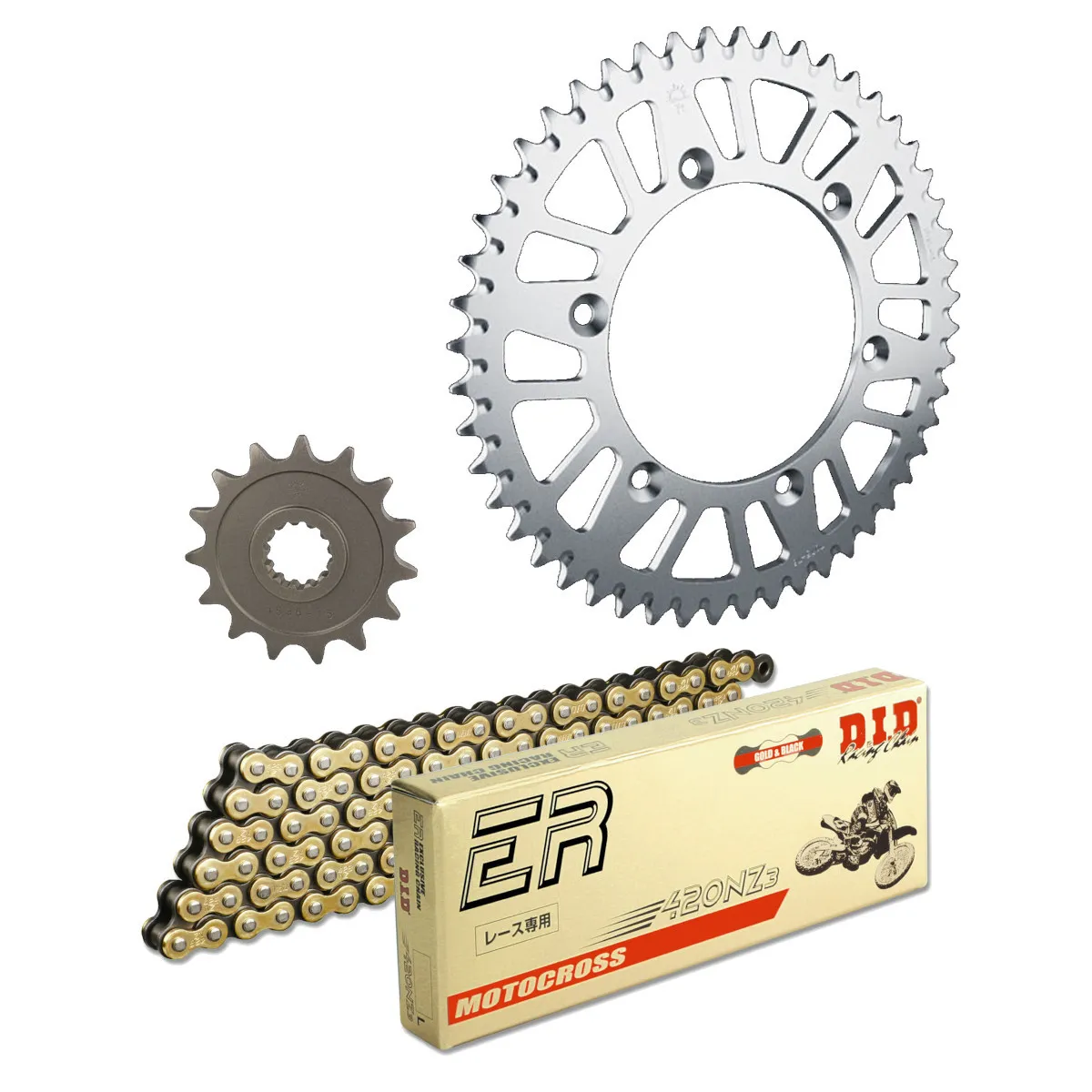 Kit chaine 420 acier DID - KTM 65 SX 2012-2017