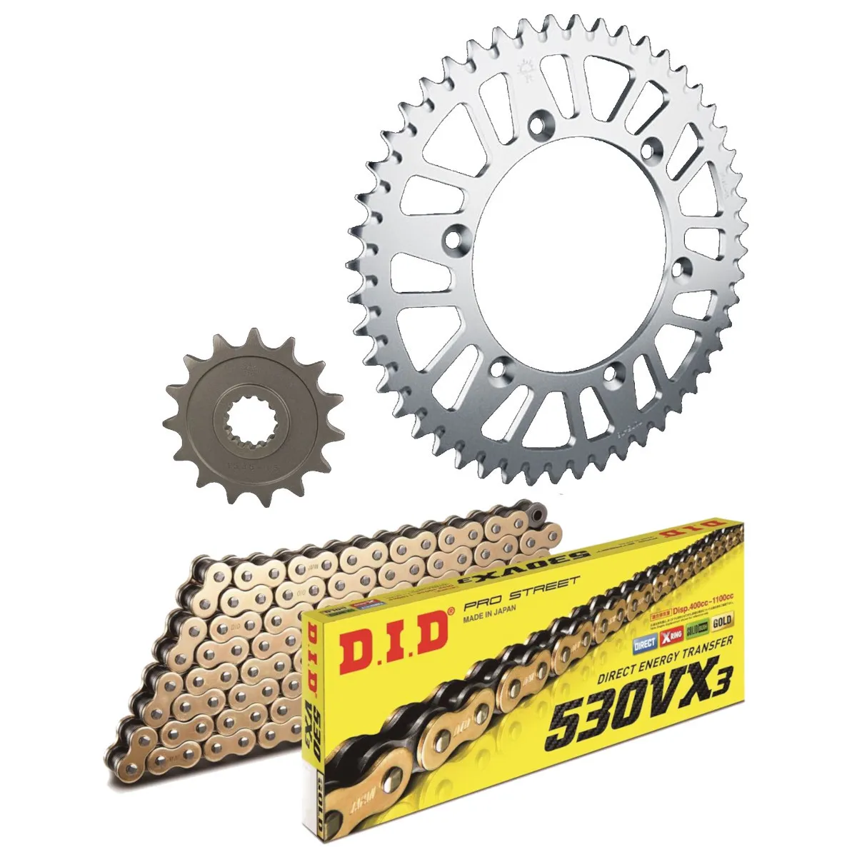 Kit chaine 530 acier DID - SUZUKI 1100 GSX F 1989-1996
