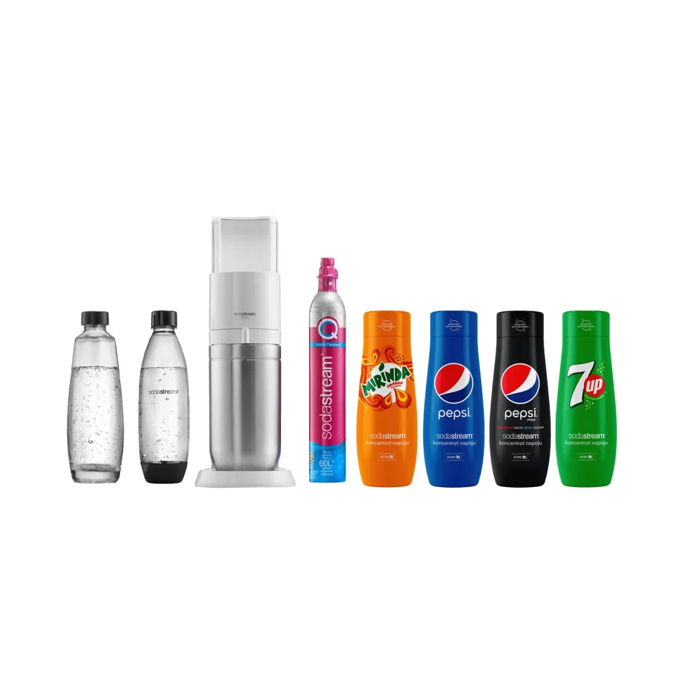 Machine à eau gazeuse SodaStream Duo White + set de sirops (Pepsi x Pepsi Max x Mirinda x 7Up)