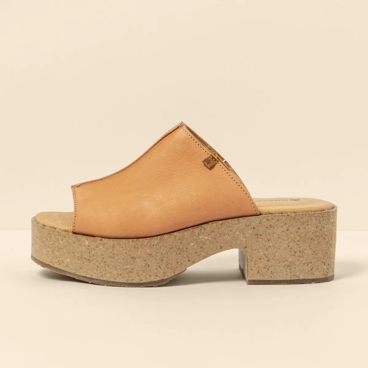 Mules à talon et plateforme en cuir - Jaune