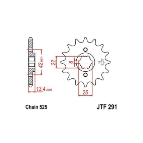 Pignon JT SPROCKETS acier standard 291 - 525
