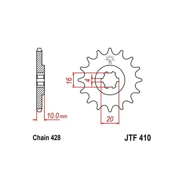 Pignon JT SPROCKETS acier standard 410 - 428