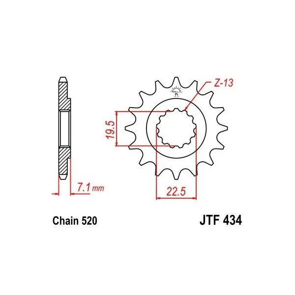 Pignon JT SPROCKETS acier standard 434 - 520
