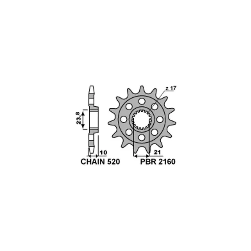 Pignon PBR acier standard 2160 - 520