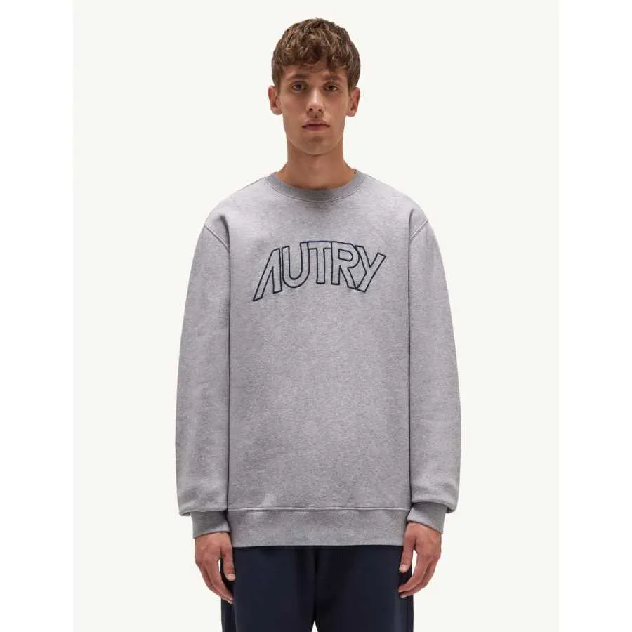 Sweatshirt À Col Rond Icon Logo Gris Homme Autry | Soulery
