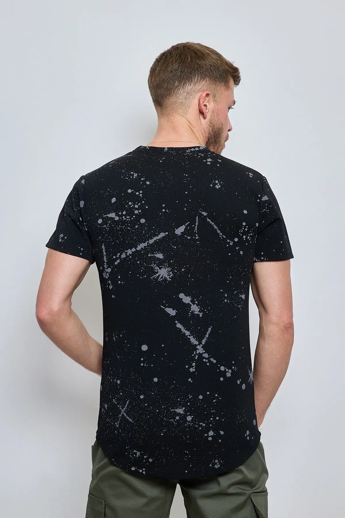 T-shirt noir manches courtes col rond logo Icon fashion homme