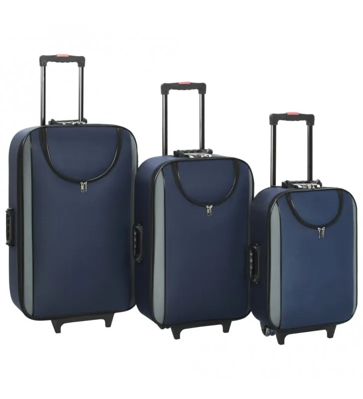 Valises souples 3pcs tissu oxford bleu marine